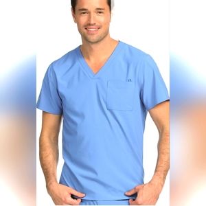 Men's Scrub Top Med Couture Activate V-Neck  Style 8530. Ceil Blue Size L (A19)